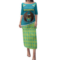 Personalized Kazakhstan Family Matching Puletasi and Hawaiian Shirt The Eagle With Kazakh Patterns - Wonder Print Shop