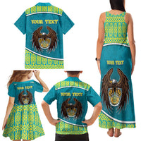 Personalized Kazakhstan Family Matching Tank Maxi Dress and Hawaiian Shirt The Eagle With Kazakh Patterns - Wonder Print Shop