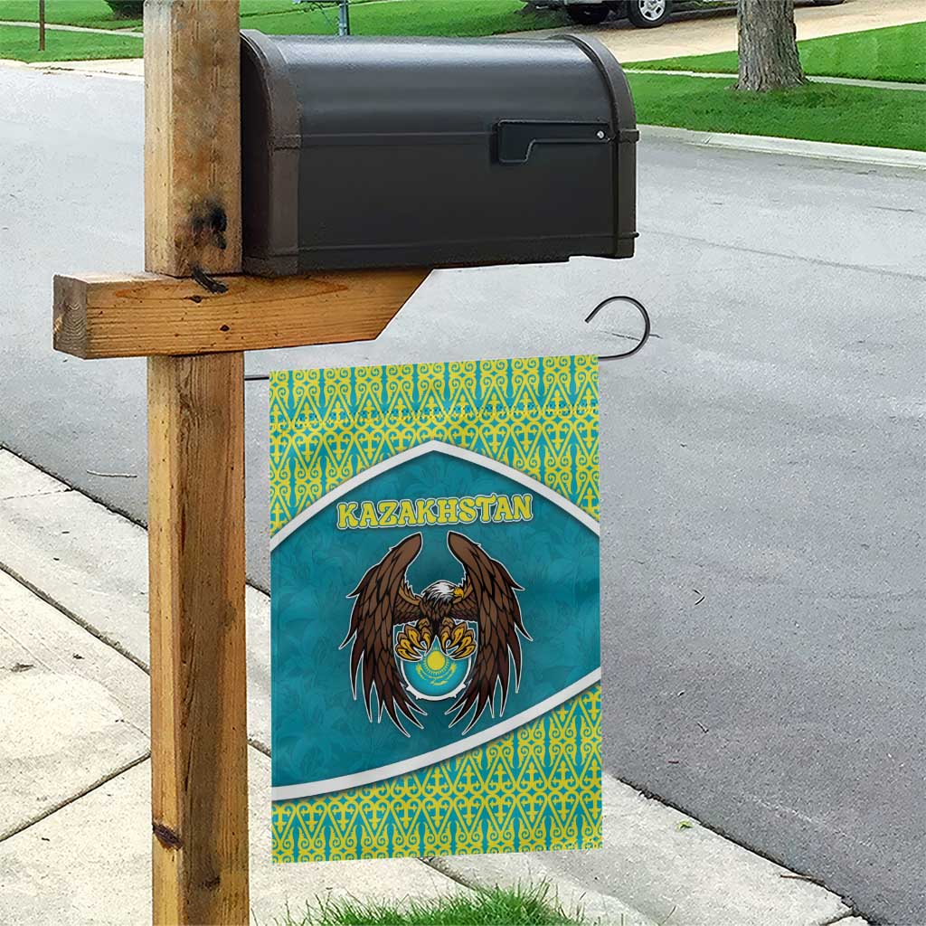Kazakhstan Garden Flag The Eagle With Kazakh Patterns - Wonder Print Shop