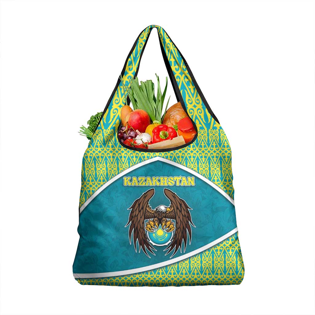 Kazakhstan Grocery Bag The Eagle With Kazakh Patterns - Wonder Print Shop