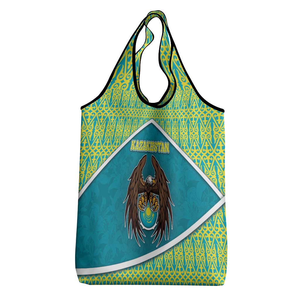 Kazakhstan Grocery Bag The Eagle With Kazakh Patterns - Wonder Print Shop