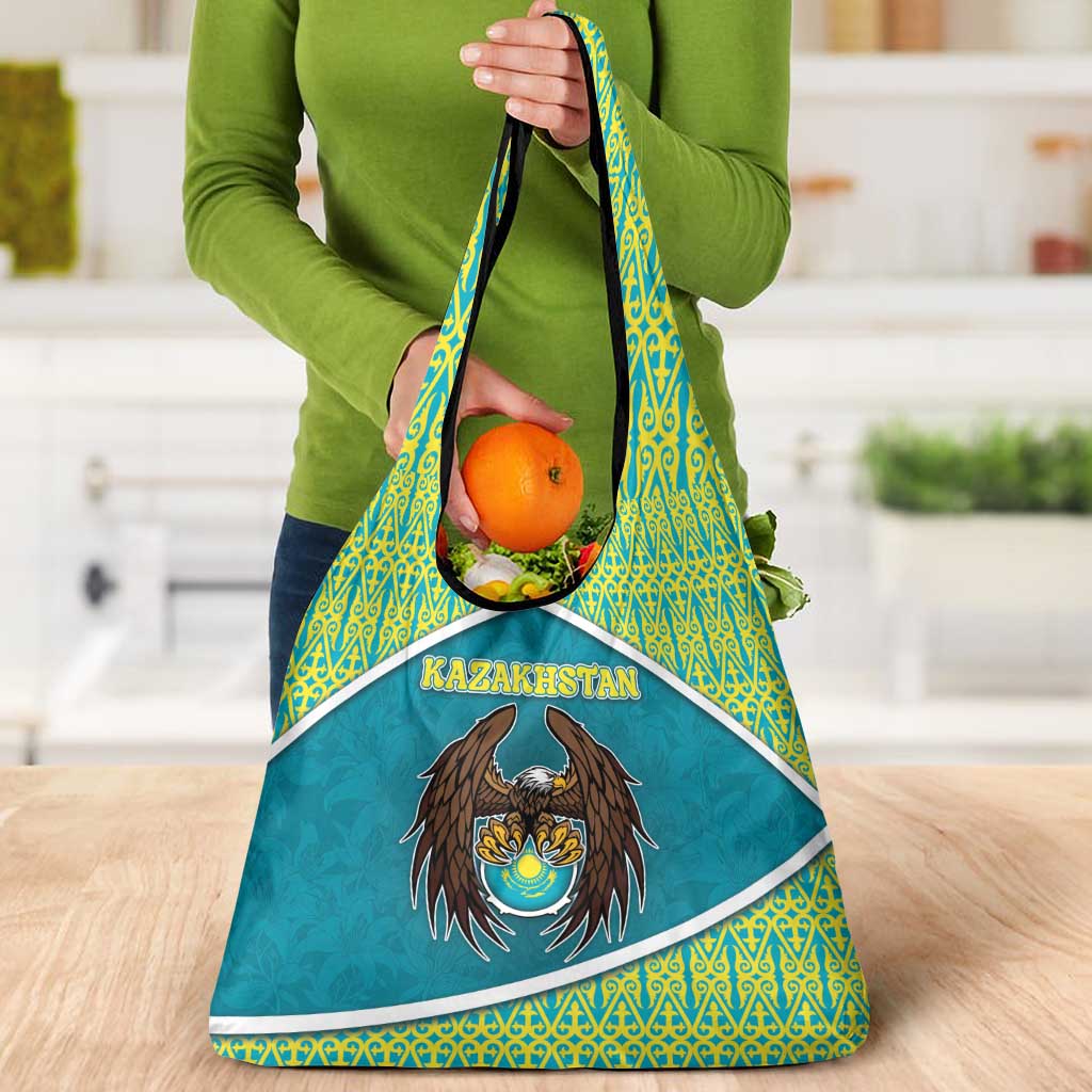 Kazakhstan Grocery Bag The Eagle With Kazakh Patterns - Wonder Print Shop