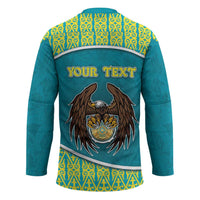 Personalized Kazakhstan Hockey Jersey The Eagle With Kazakh Patterns - Wonder Print Shop