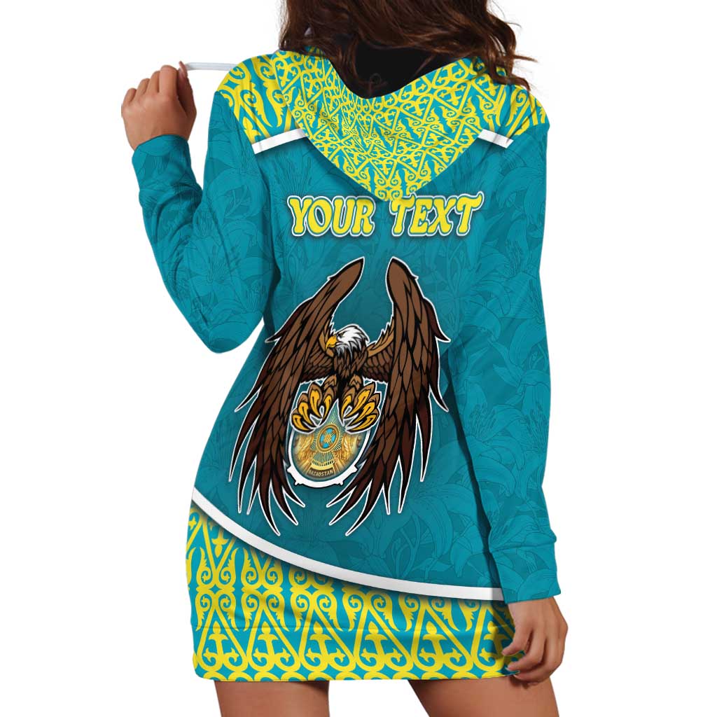 Personalized Kazakhstan Hoodie Dress The Eagle With Kazakh Patterns - Wonder Print Shop