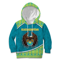 Personalized Kazakhstan Kid Hoodie The Eagle With Kazakh Patterns - Wonder Print Shop