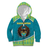 Personalized Kazakhstan Kid Hoodie The Eagle With Kazakh Patterns - Wonder Print Shop