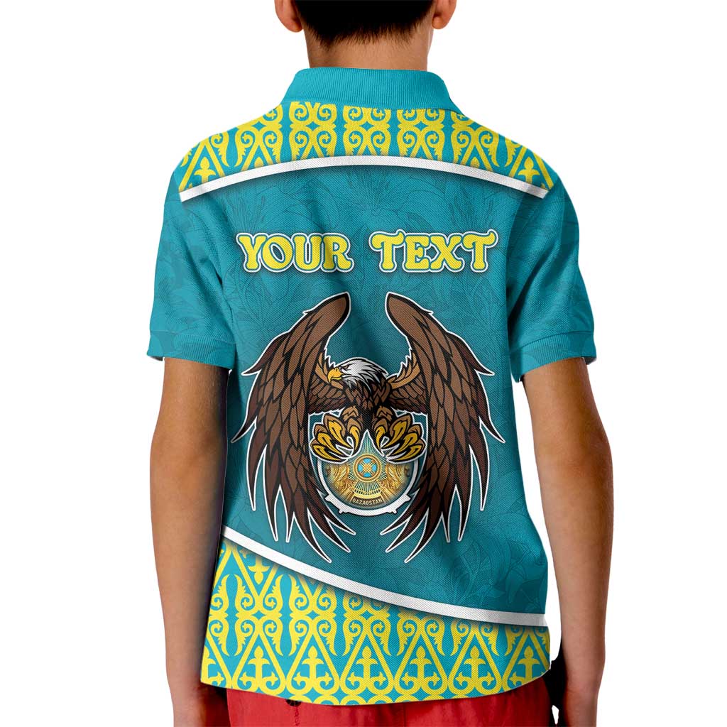 Personalized Kazakhstan Kid Polo Shirt The Eagle With Kazakh Patterns - Wonder Print Shop
