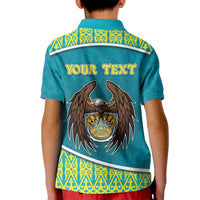 Personalized Kazakhstan Kid Polo Shirt The Eagle With Kazakh Patterns - Wonder Print Shop