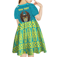 Personalized Kazakhstan Kid Short Sleeve Dress The Eagle With Kazakh Patterns - Wonder Print Shop