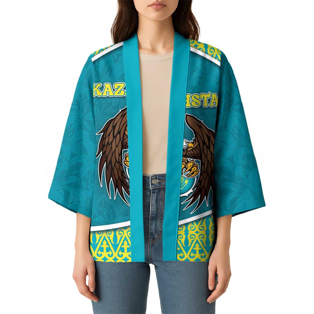 Personalized Kazakhstan Kimono The Eagle With Kazakh Patterns - Wonder Print Shop