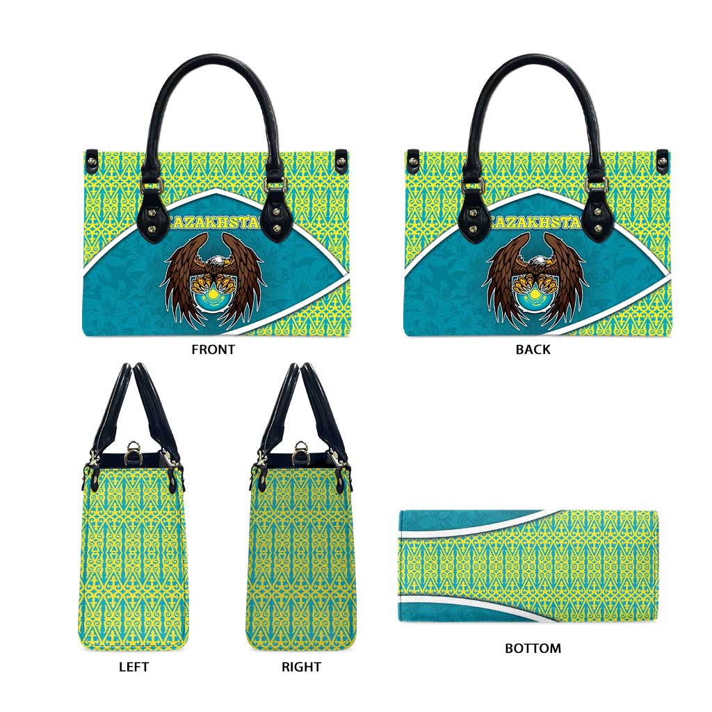 Kazakhstan Leather Bag The Eagle With Kazakh Patterns - Wonder Print Shop