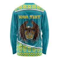 Personalized Kazakhstan Long Sleeve Shirt The Eagle With Kazakh Patterns - Wonder Print Shop