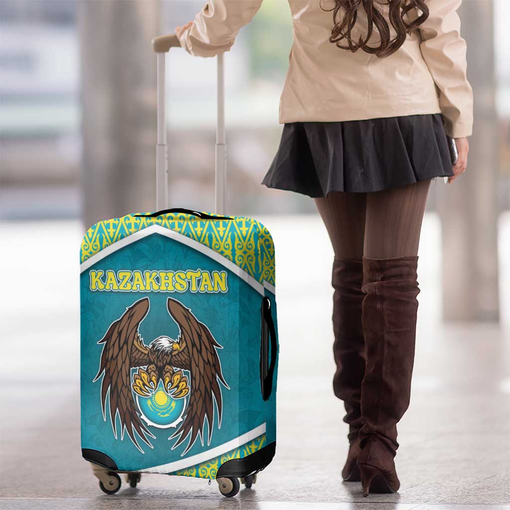 Kazakhstan Luggage Cover The Eagle With Kazakh Patterns - Wonder Print Shop