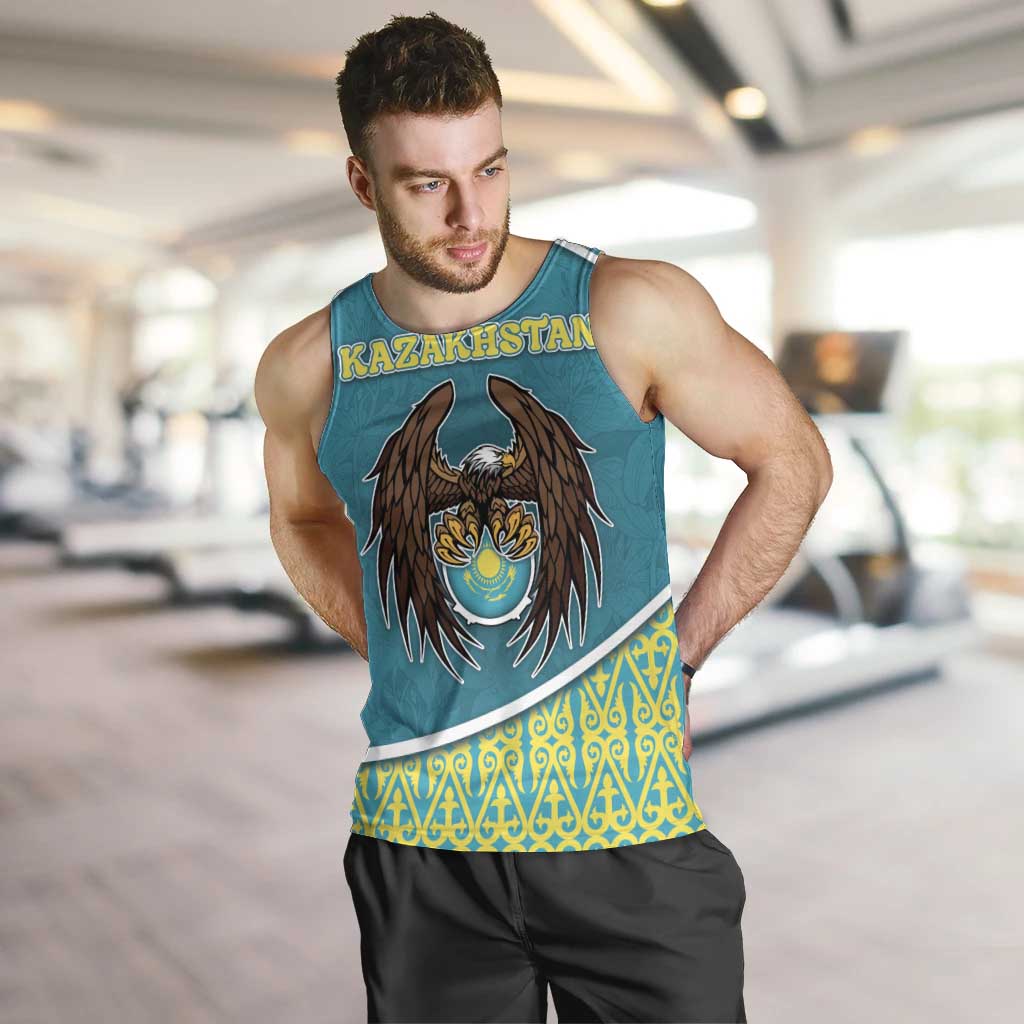 Personalized Kazakhstan Men Tank Top The Eagle With Kazakh Patterns - Wonder Print Shop