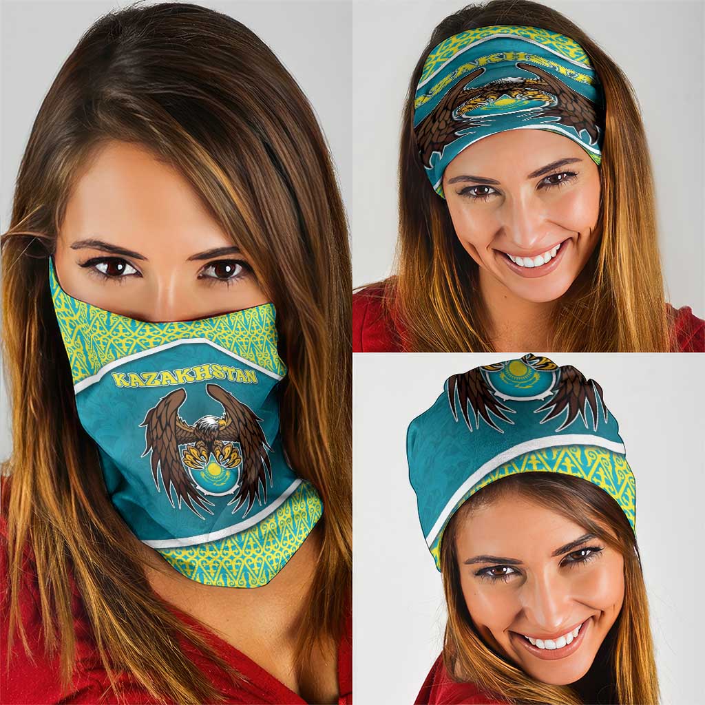 Kazakhstan Neck Gaiter The Eagle With Kazakh Patterns - Wonder Print Shop