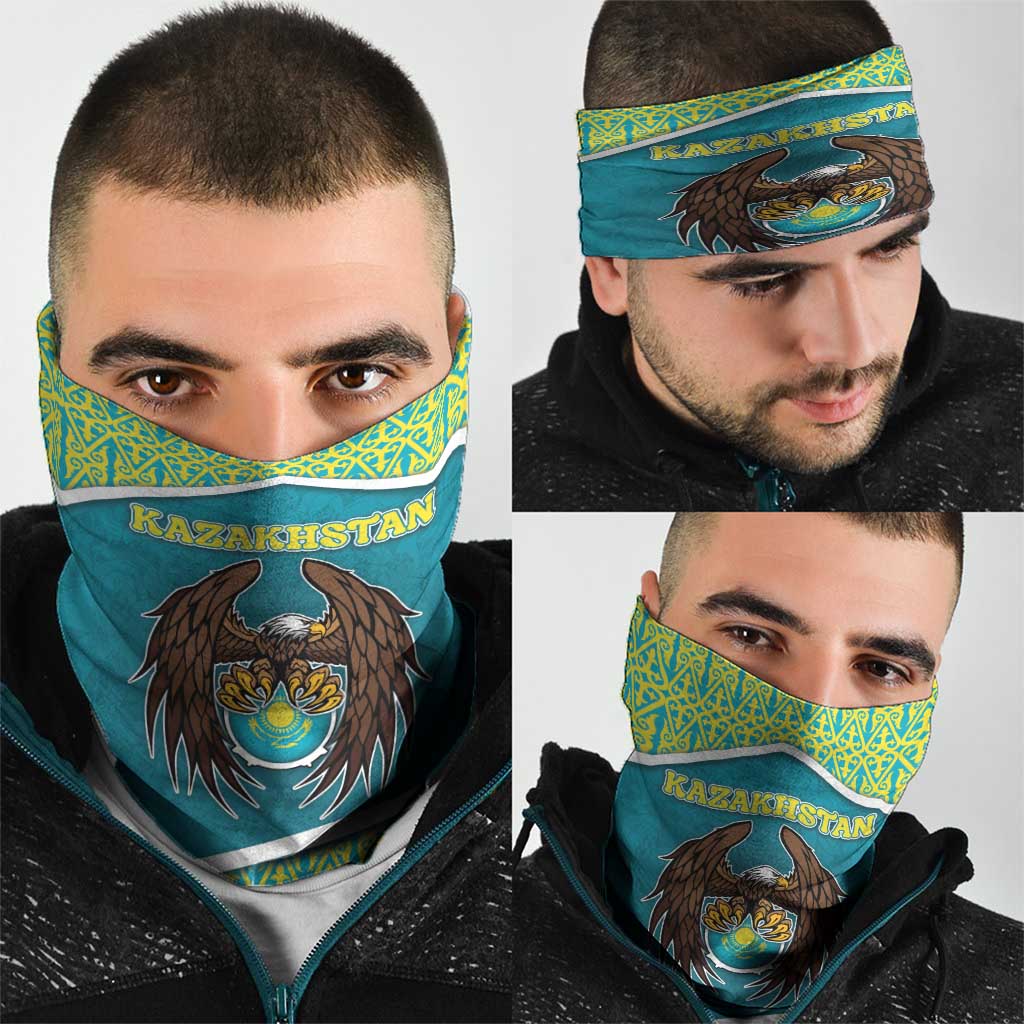 Kazakhstan Neck Gaiter The Eagle With Kazakh Patterns - Wonder Print Shop