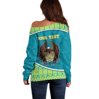 Personalized Kazakhstan Off Shoulder Sweater The Eagle With Kazakh Patterns - Wonder Print Shop