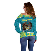 Personalized Kazakhstan Off Shoulder Sweater The Eagle With Kazakh Patterns - Wonder Print Shop