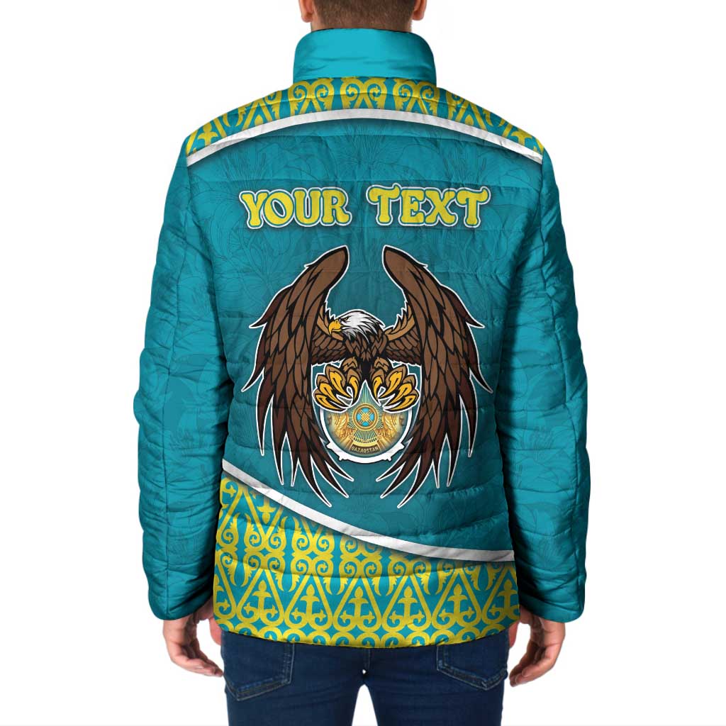 Personalized Kazakhstan Padded Jacket The Eagle With Kazakh Patterns - Wonder Print Shop