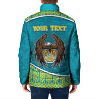 Personalized Kazakhstan Padded Jacket The Eagle With Kazakh Patterns - Wonder Print Shop