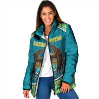 Personalized Kazakhstan Padded Jacket The Eagle With Kazakh Patterns - Wonder Print Shop