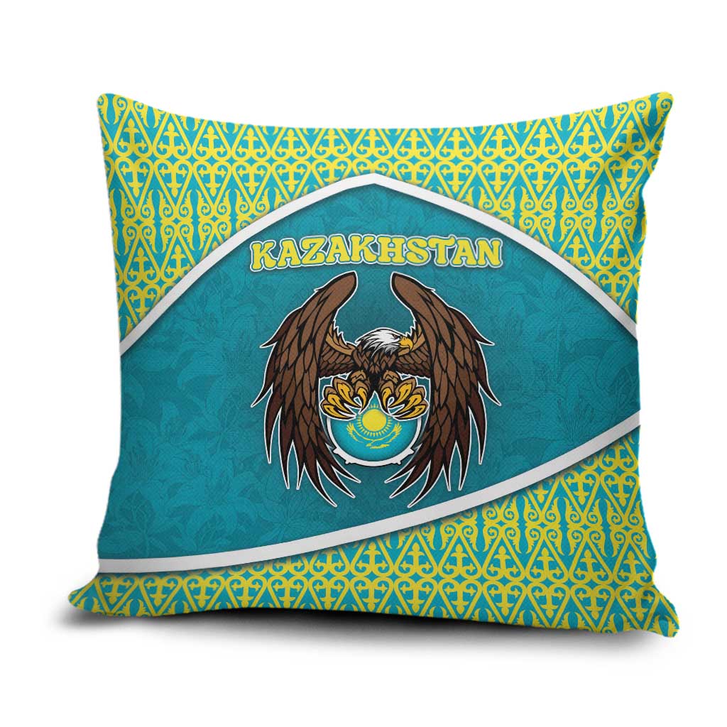 Kazakhstan Pillow Cover The Eagle With Kazakh Patterns - Wonder Print Shop