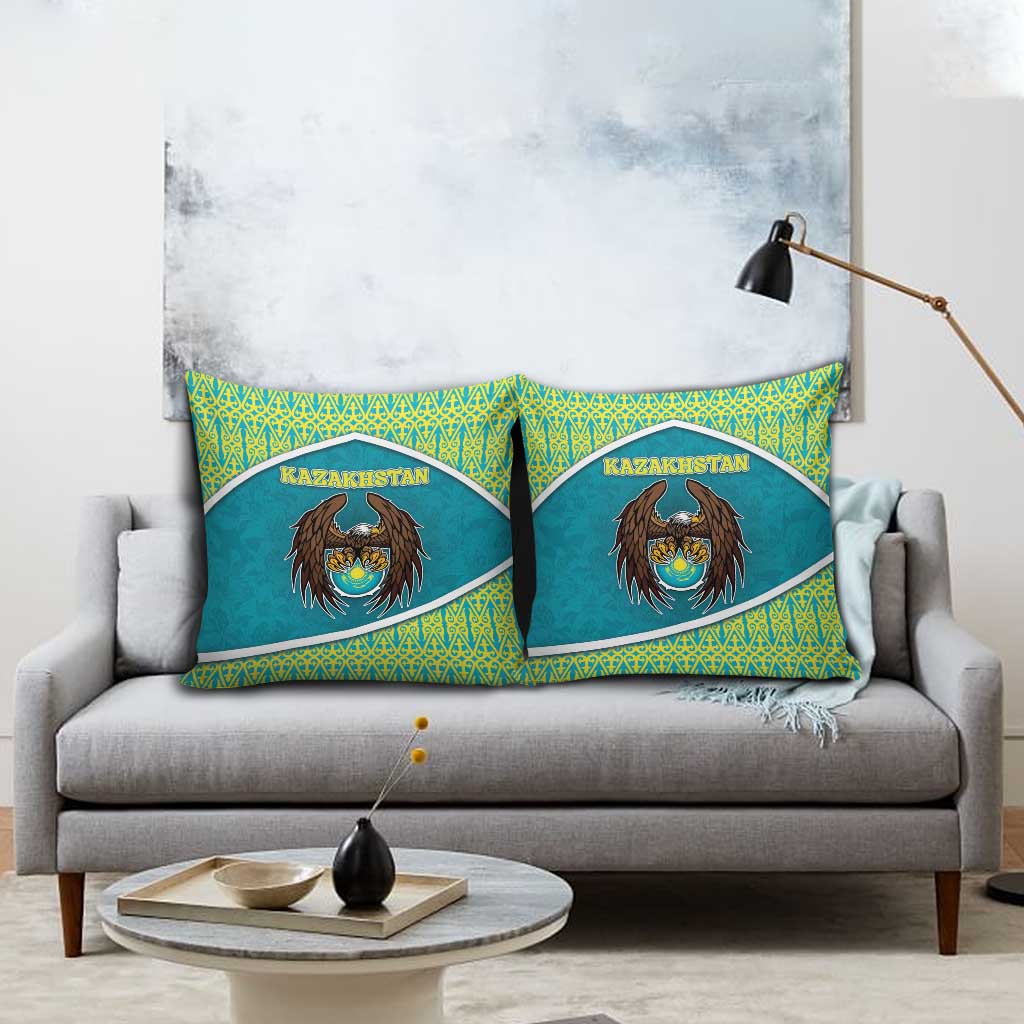 Kazakhstan Pillow Cover The Eagle With Kazakh Patterns - Wonder Print Shop