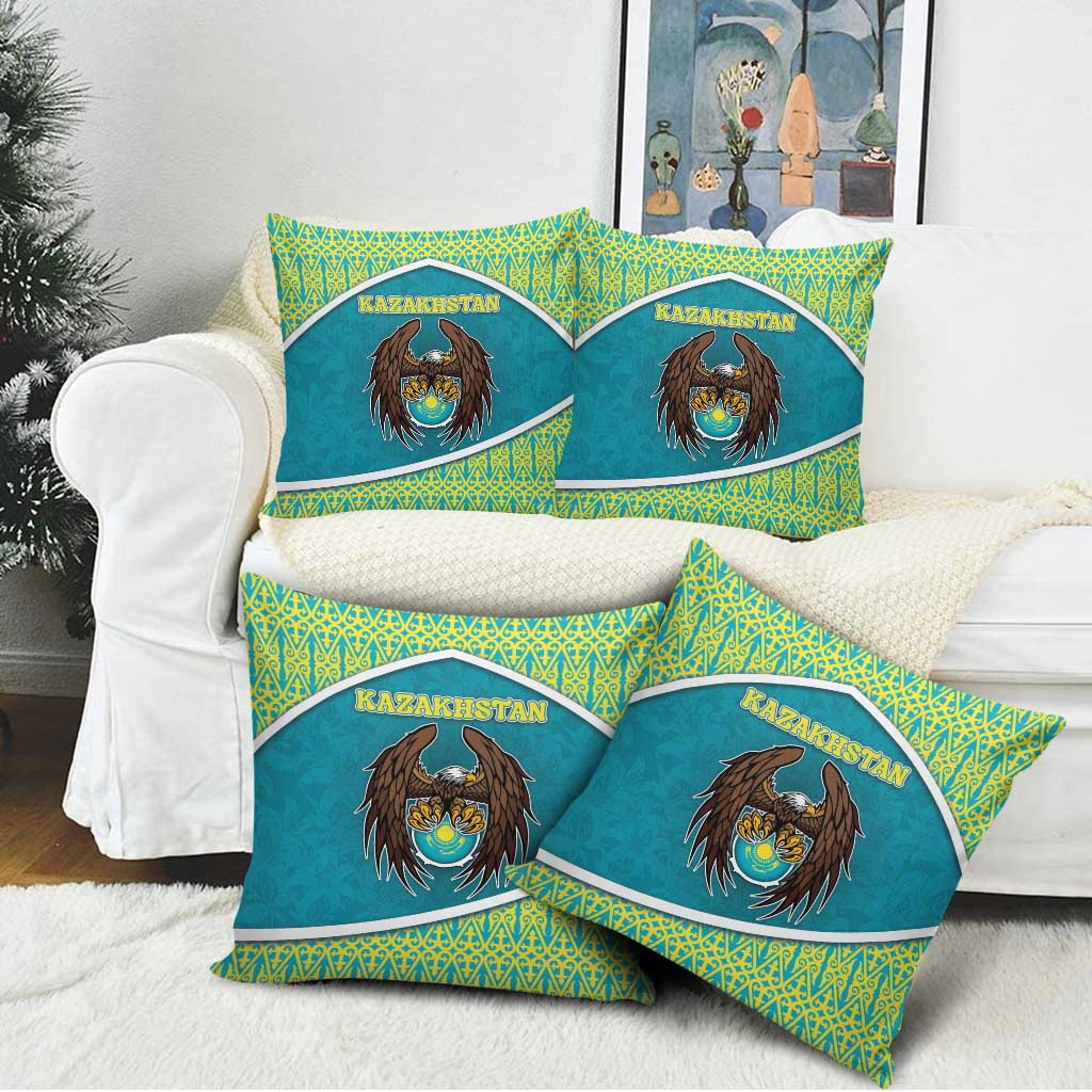 Kazakhstan Pillow Cover The Eagle With Kazakh Patterns - Wonder Print Shop