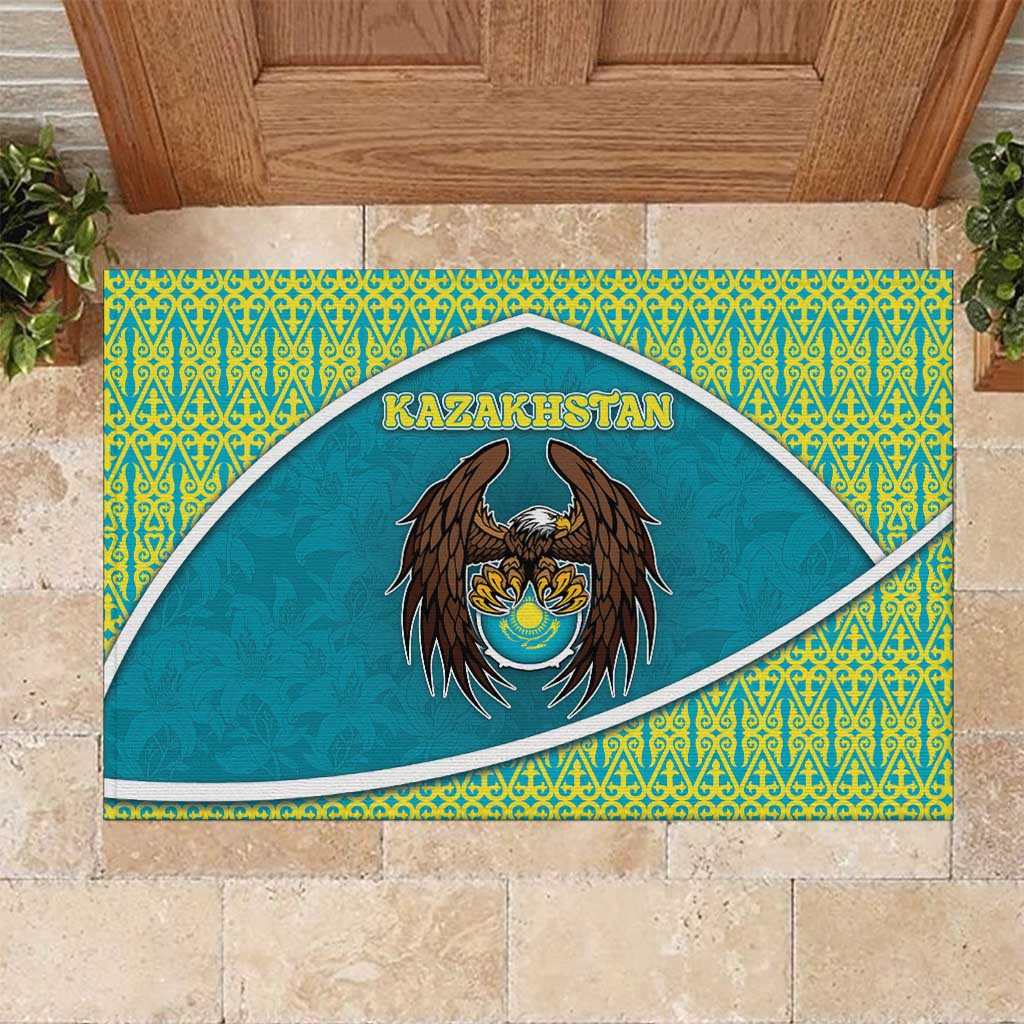 Kazakhstan Rubber Doormat The Eagle With Kazakh Patterns - Wonder Print Shop