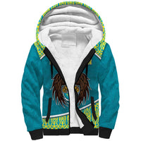 Personalized Kazakhstan Sherpa Hoodie The Eagle With Kazakh Patterns - Wonder Print Shop