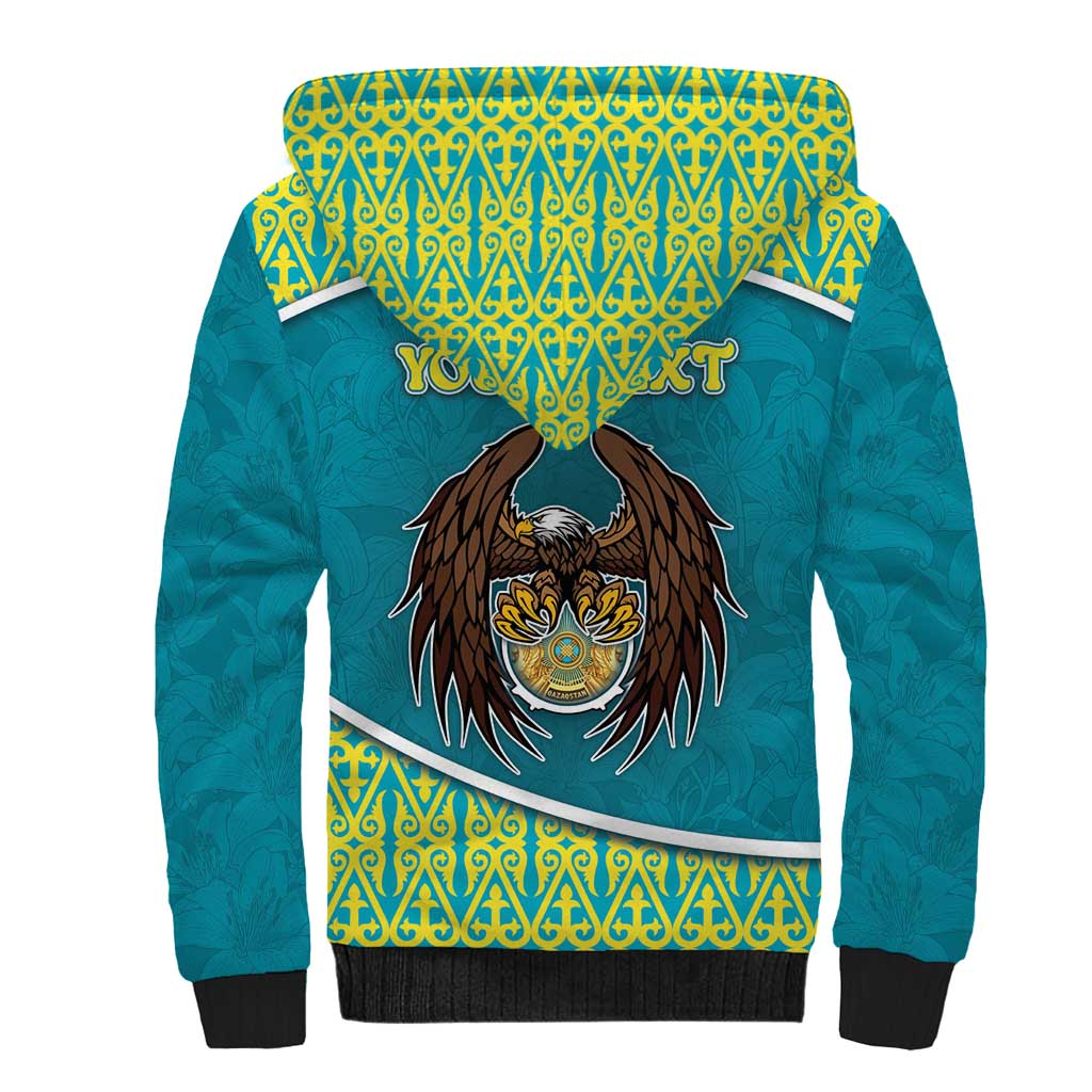 Personalized Kazakhstan Sherpa Hoodie The Eagle With Kazakh Patterns - Wonder Print Shop