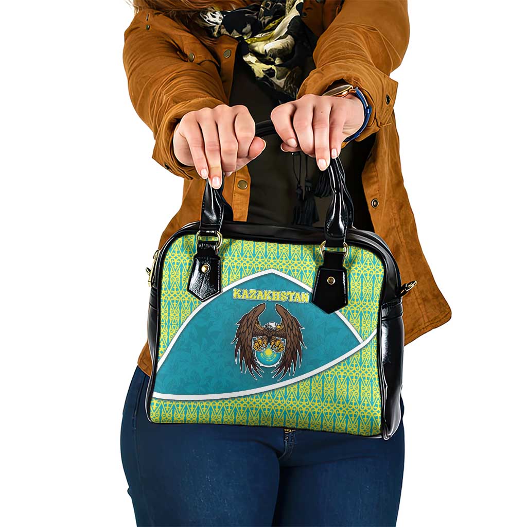 Kazakhstan Shoulder Handbag The Eagle With Kazakh Patterns - Wonder Print Shop