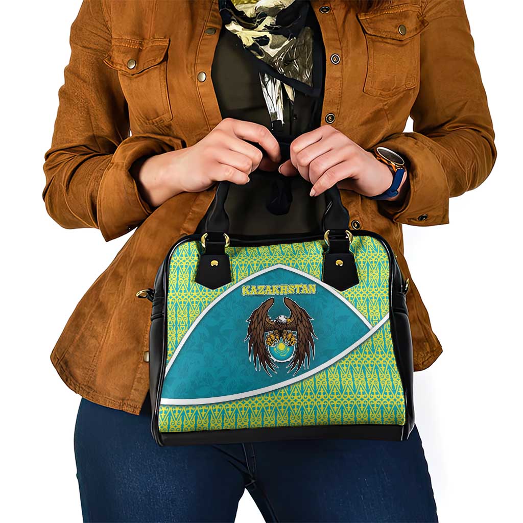 Kazakhstan Shoulder Handbag The Eagle With Kazakh Patterns - Wonder Print Shop