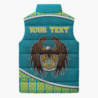 Personalized Kazakhstan Sleeveless Puffer Jacket The Eagle With Kazakh Patterns - Wonder Print Shop