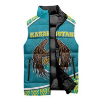 Personalized Kazakhstan Sleeveless Puffer Jacket The Eagle With Kazakh Patterns - Wonder Print Shop