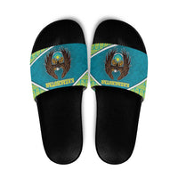 Kazakhstan Slide Sandals The Eagle With Kazakh Patterns - Wonder Print Shop