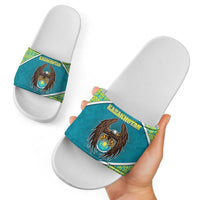 Kazakhstan Slide Sandals The Eagle With Kazakh Patterns - Wonder Print Shop