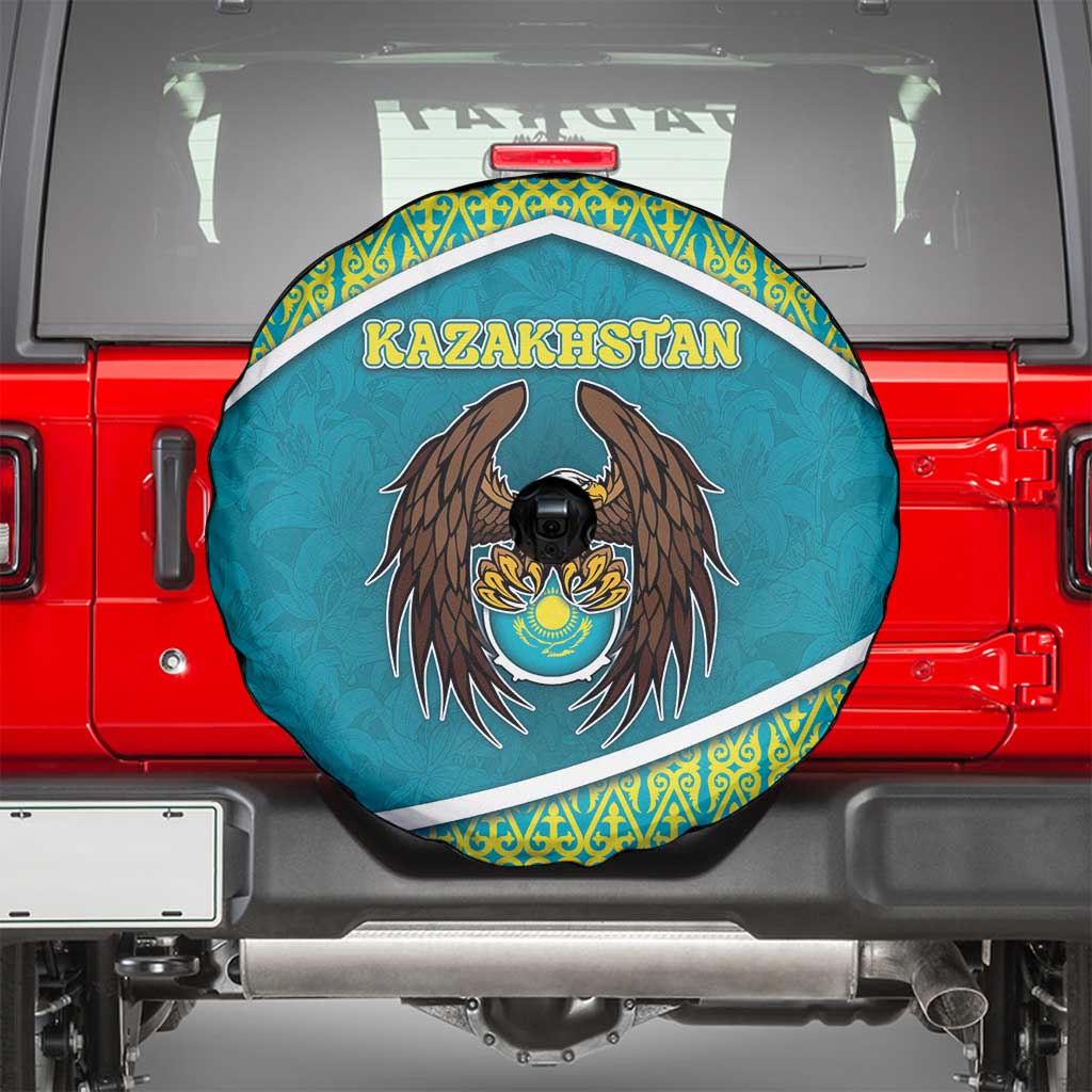 Kazakhstan Spare Tire Cover The Eagle With Kazakh Patterns - Wonder Print Shop