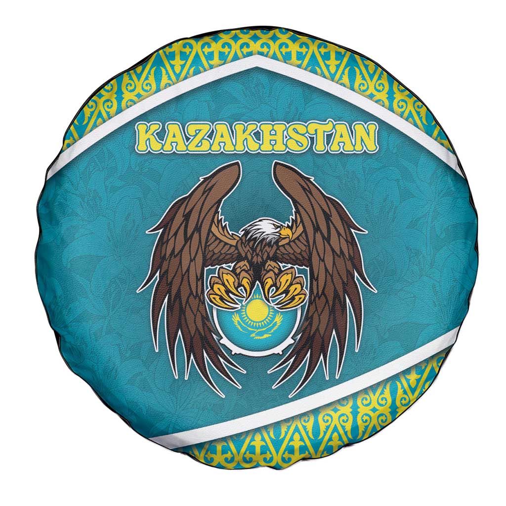 Kazakhstan Spare Tire Cover The Eagle With Kazakh Patterns - Wonder Print Shop