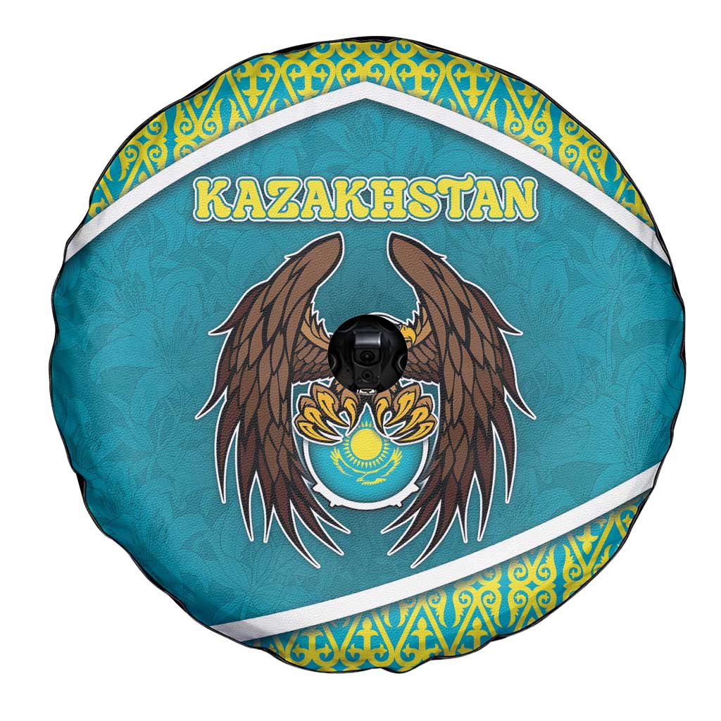 Kazakhstan Spare Tire Cover The Eagle With Kazakh Patterns - Wonder Print Shop