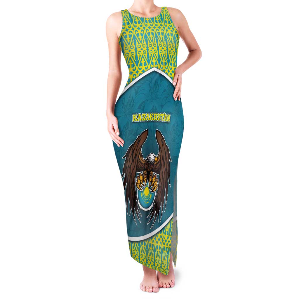 Personalized Kazakhstan Tank Maxi Dress The Eagle With Kazakh Patterns - Wonder Print Shop