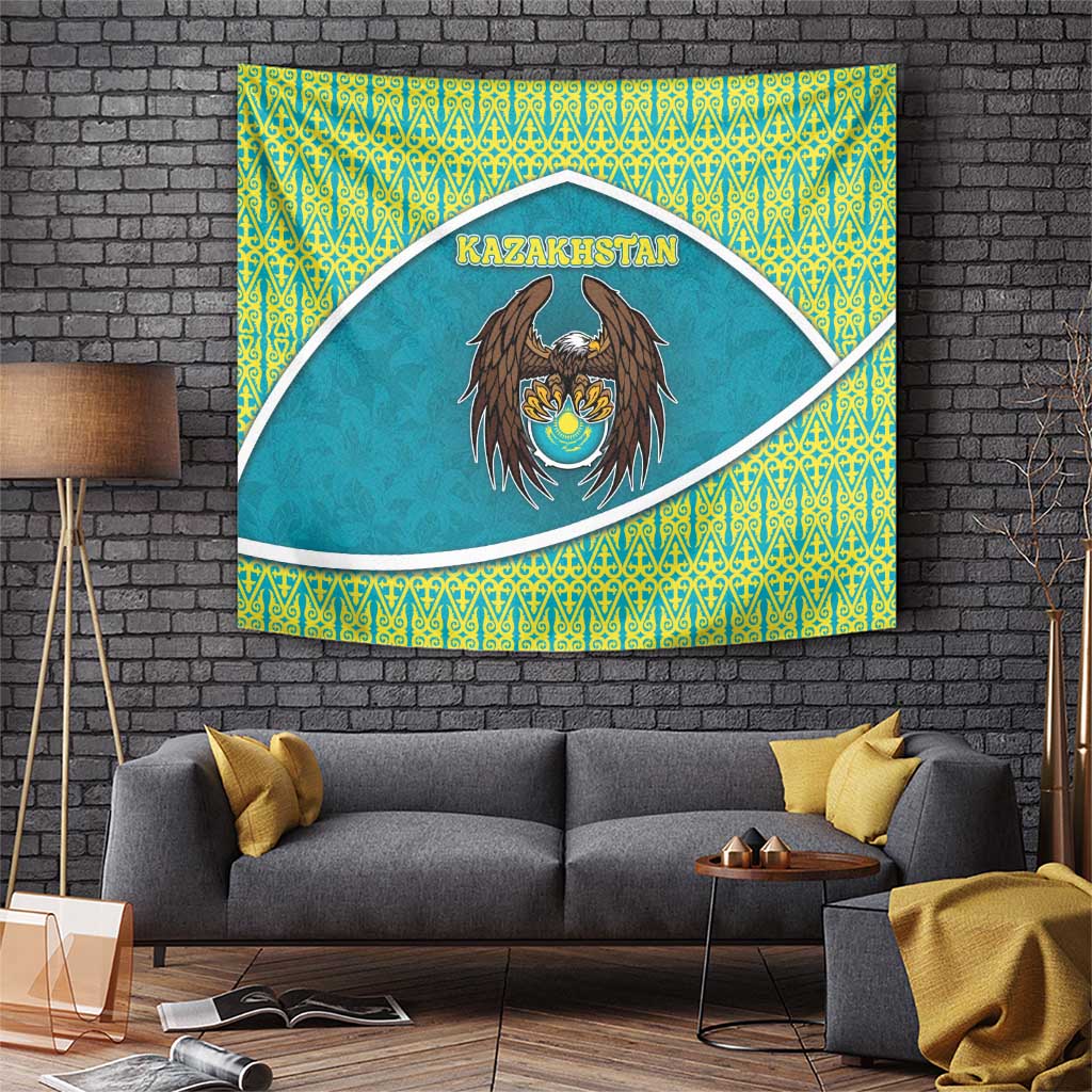 Kazakhstan Tapestry The Eagle With Kazakh Patterns - Wonder Print Shop