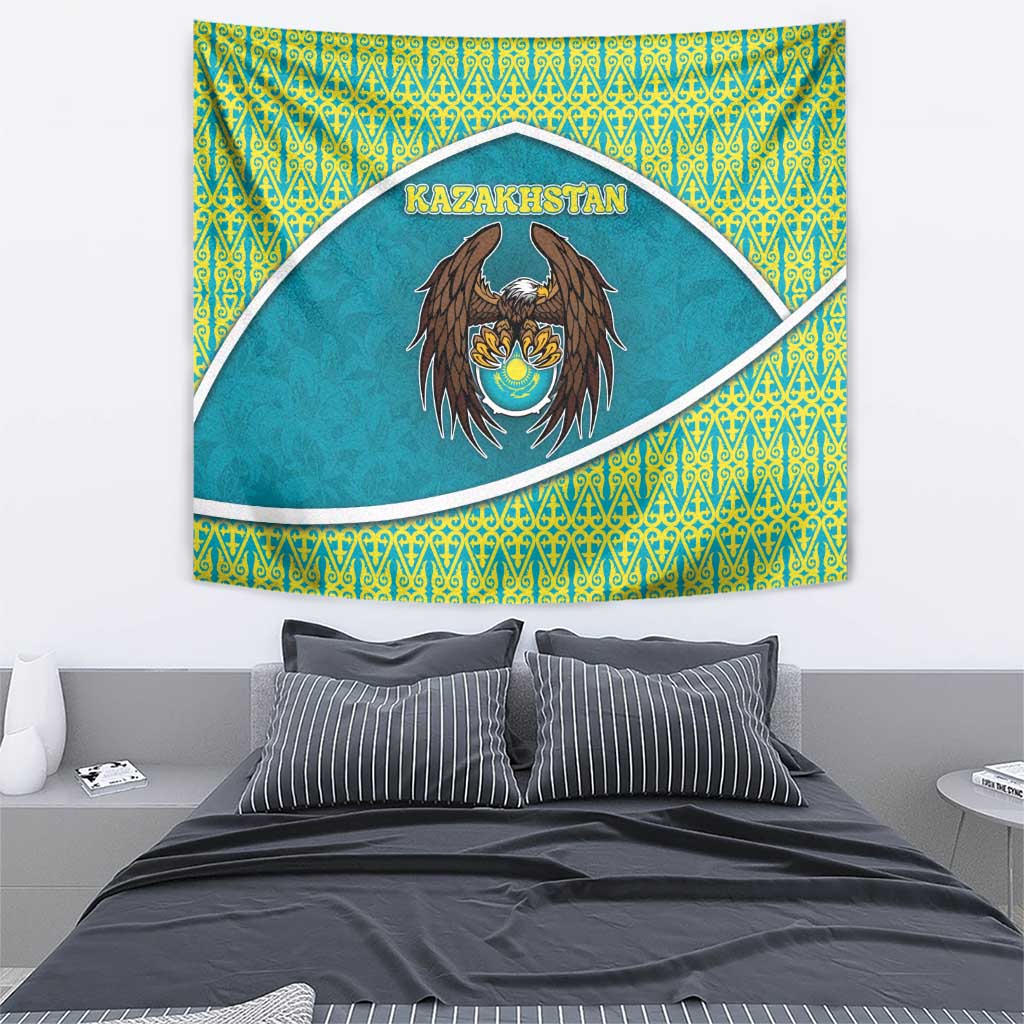 Kazakhstan Tapestry The Eagle With Kazakh Patterns - Wonder Print Shop