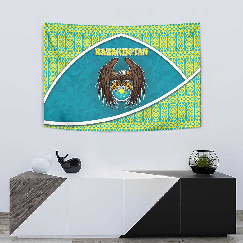 Kazakhstan Tapestry The Eagle With Kazakh Patterns - Wonder Print Shop