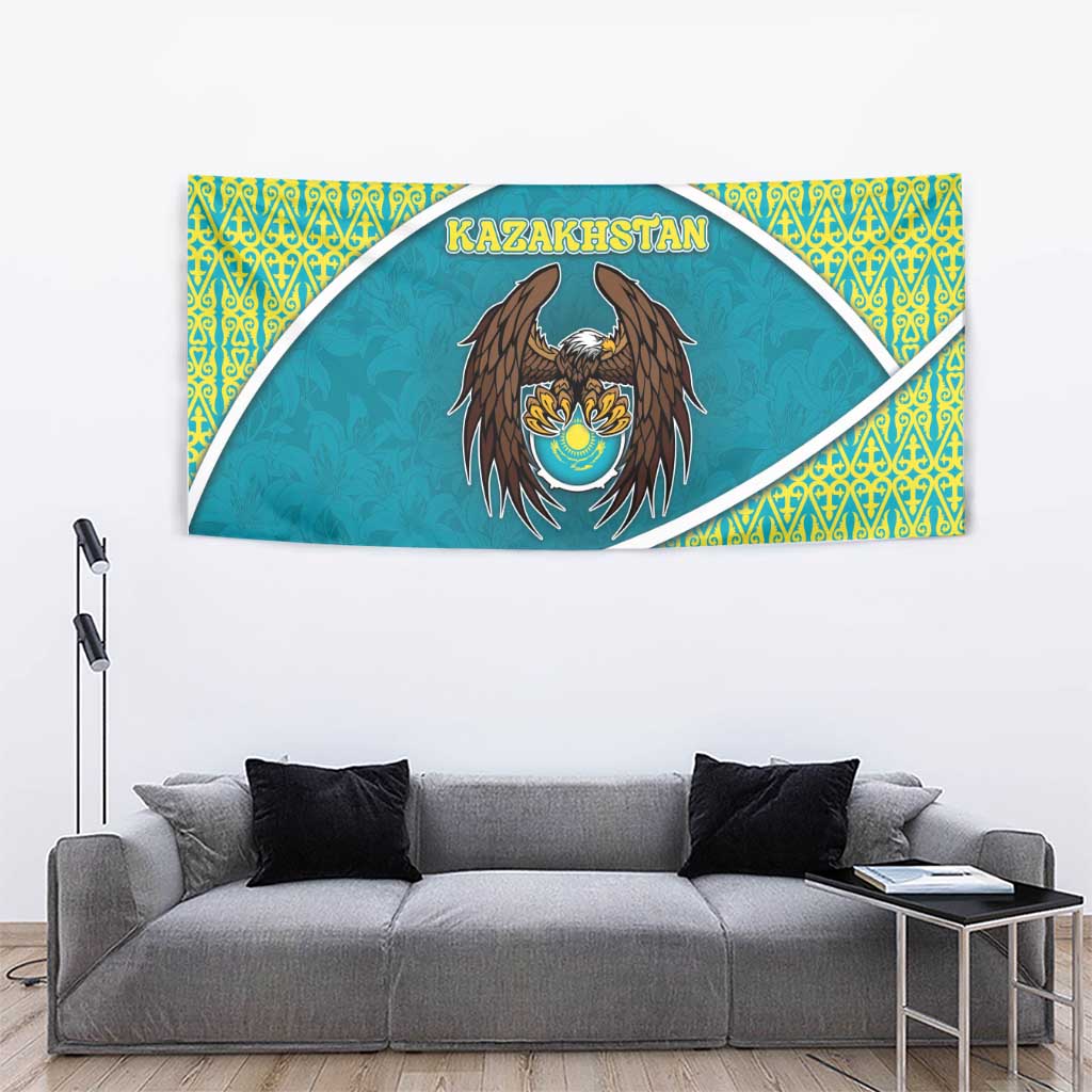 Kazakhstan Tapestry The Eagle With Kazakh Patterns - Wonder Print Shop