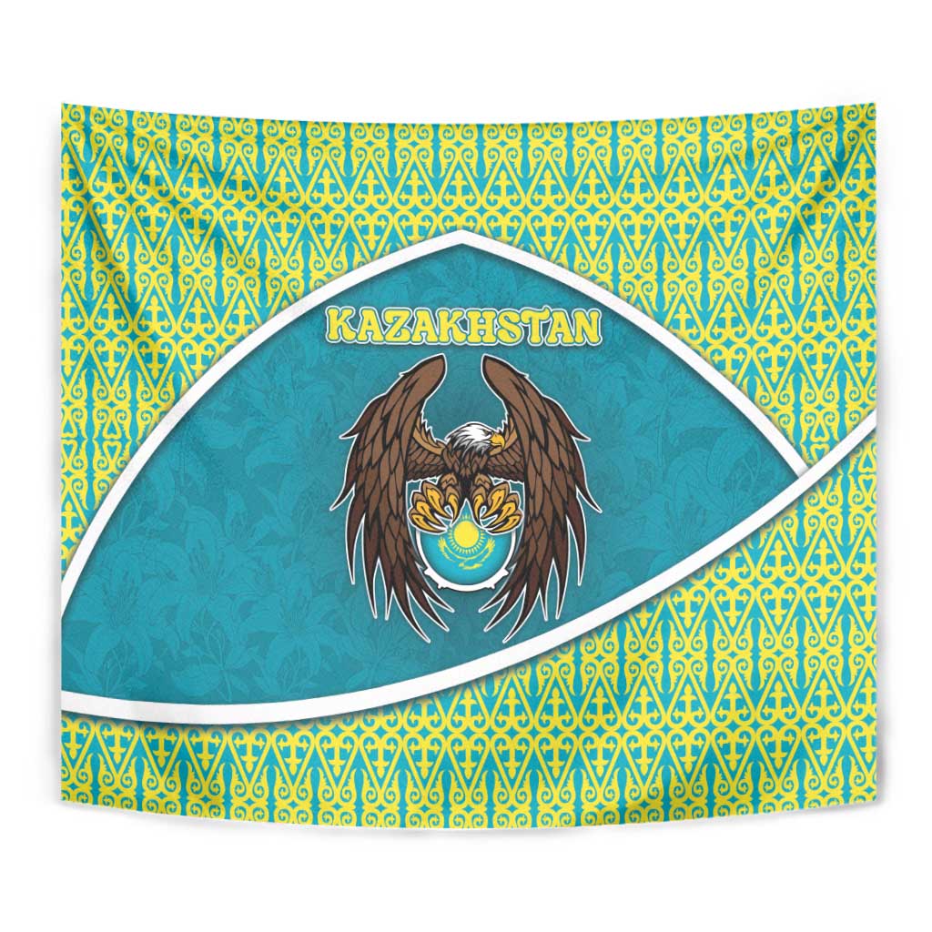 Kazakhstan Tapestry The Eagle With Kazakh Patterns - Wonder Print Shop