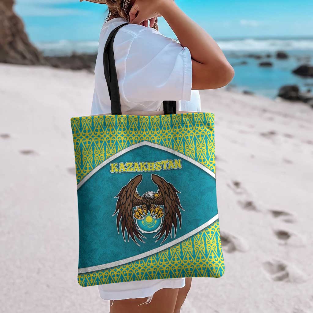 Kazakhstan Tote Bag The Eagle With Kazakh Patterns - Wonder Print Shop