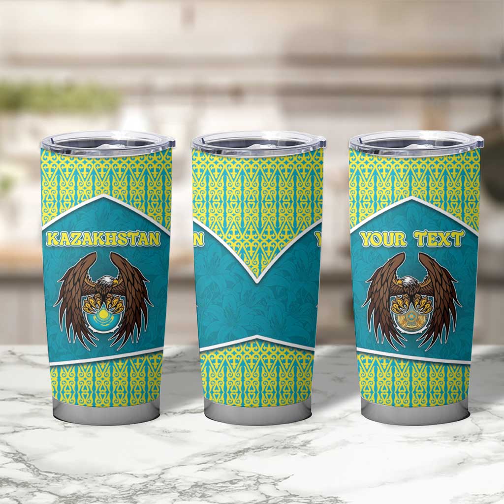 Personalized Kazakhstan Tumbler Cup The Eagle With Kazakh Patterns - Wonder Print Shop