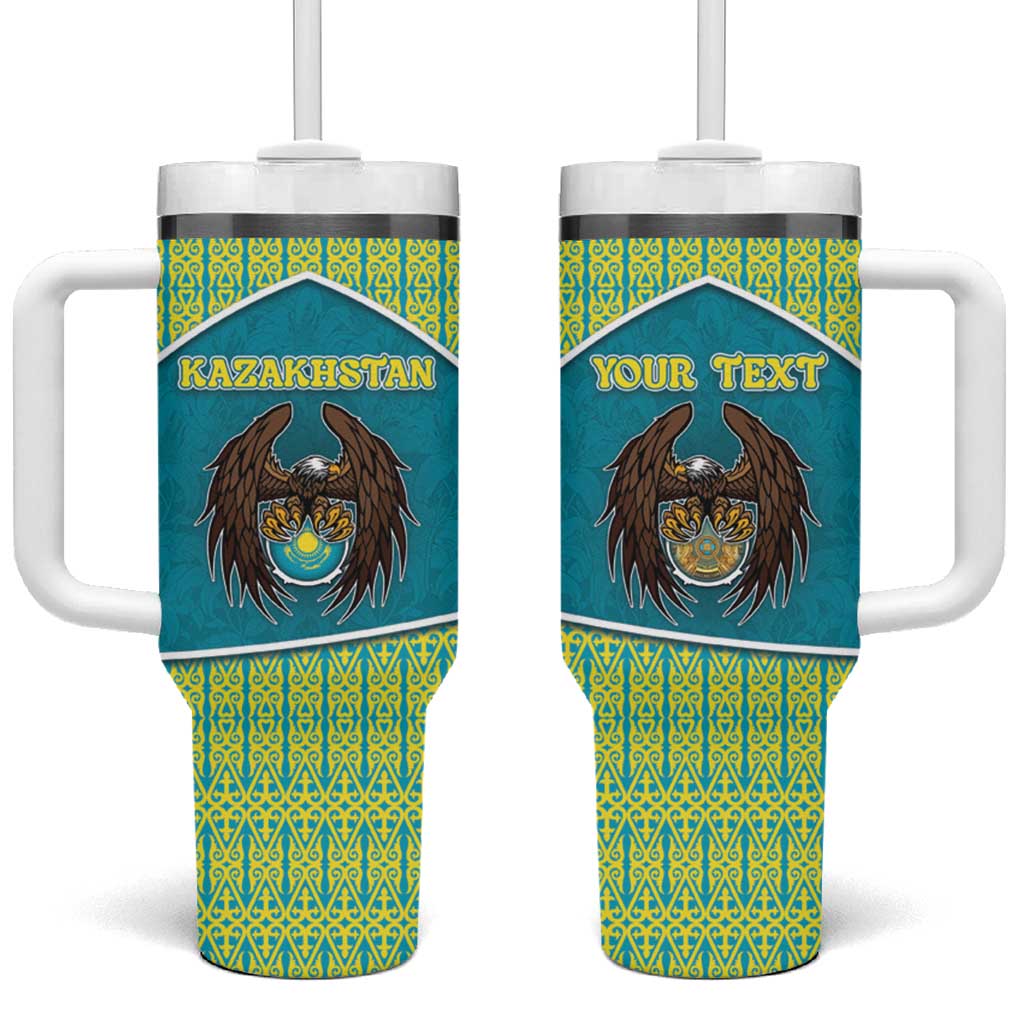 Personalized Kazakhstan Tumbler With Handle The Eagle With Kazakh Patterns - Wonder Print Shop