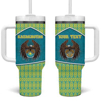 Personalized Kazakhstan Tumbler With Handle The Eagle With Kazakh Patterns - Wonder Print Shop